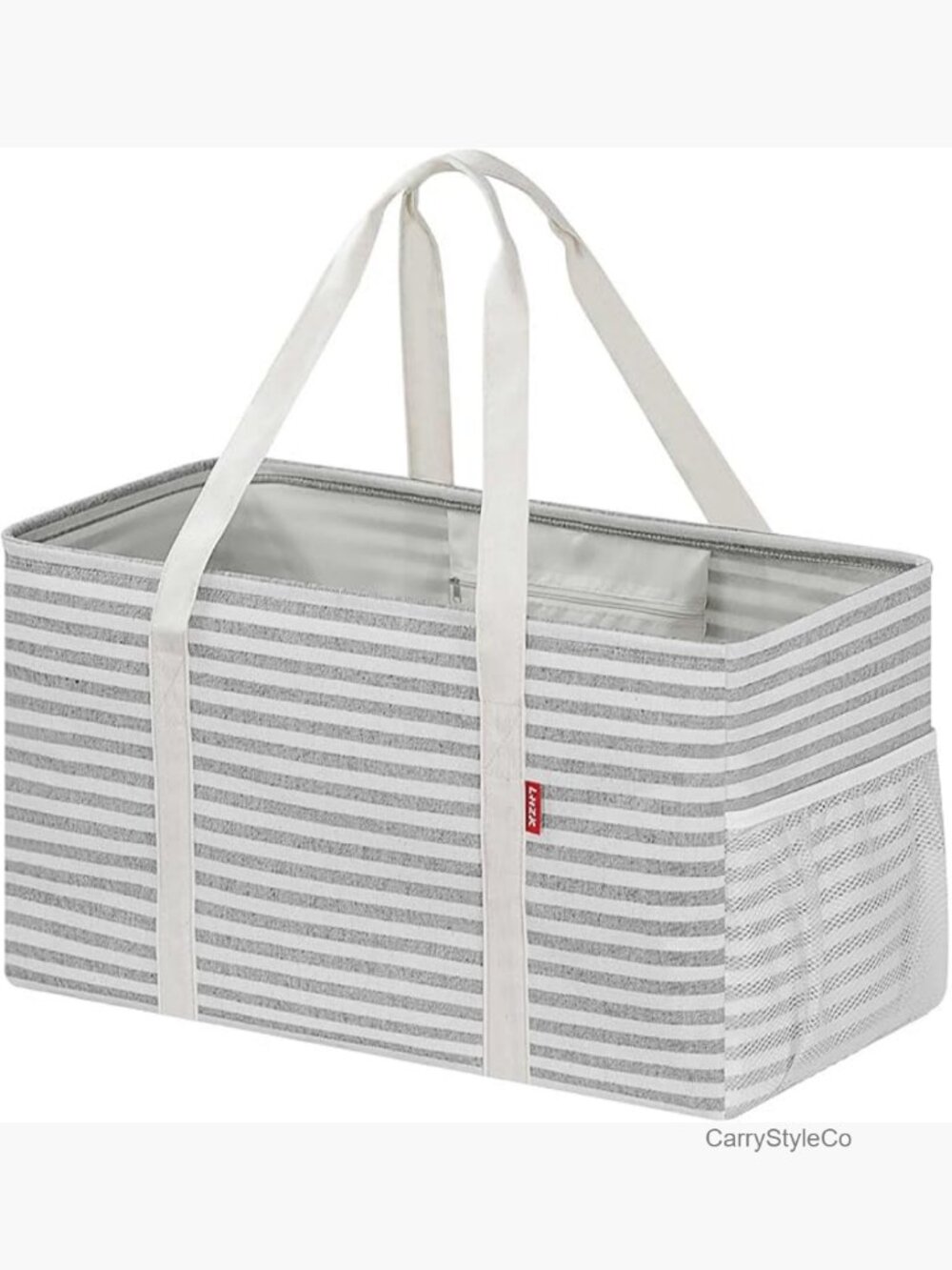 Extra Large Utility Tote Bag with Metal Wire Frame, Foldable Reusable Grocery